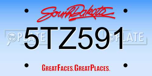 5TZ591 South Dakota License Plate