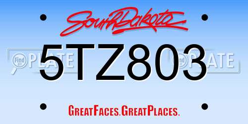 5TZ803 South Dakota License Plate