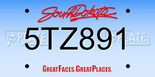 5TZ891 South Dakota License Plate