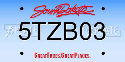 5TZB03 South Dakota License Plate