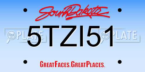 5TZI51 South Dakota License Plate