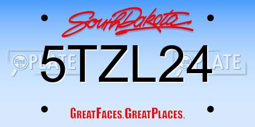5TZL24 South Dakota License Plate