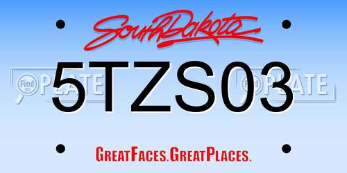 5TZS03 South Dakota License Plate