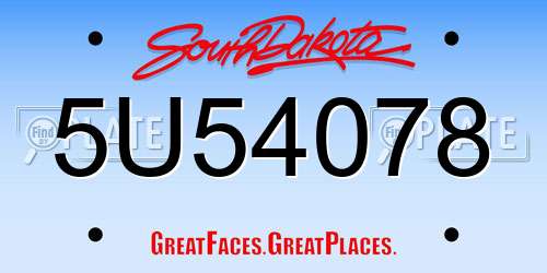 5U54078 South Dakota License Plate