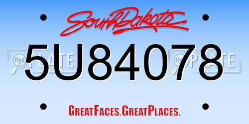 5U84078 South Dakota License Plate