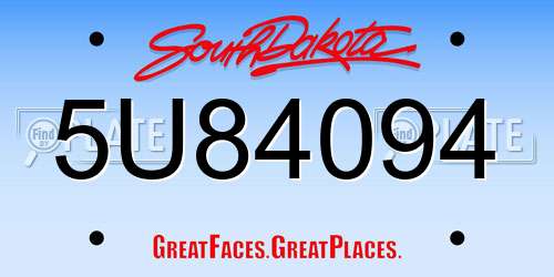 5U84094 South Dakota License Plate