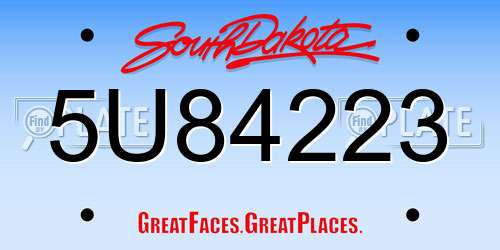 5U84223 South Dakota License Plate