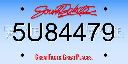 5U84479 South Dakota License Plate