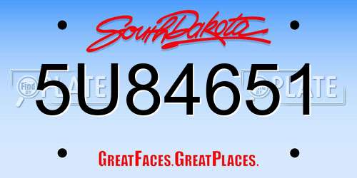 5U84651 South Dakota License Plate