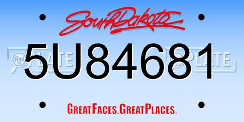 5U84681 South Dakota License Plate