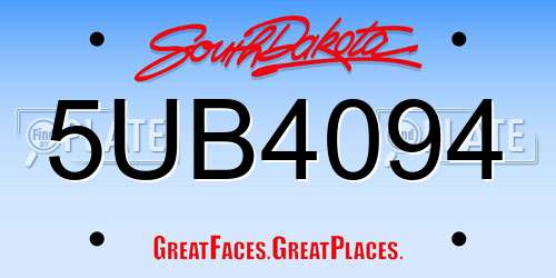 5UB4094 South Dakota License Plate