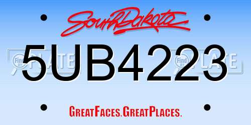 5UB4223 South Dakota License Plate