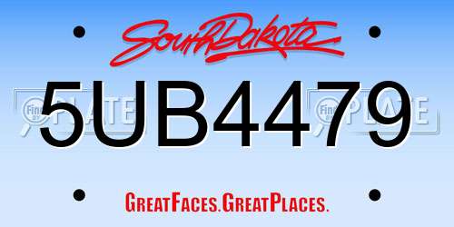 5UB4479 South Dakota License Plate