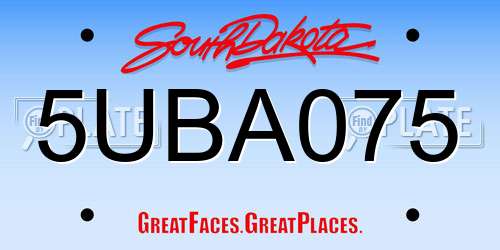 5UBA075 South Dakota License Plate