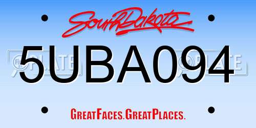 5UBA094 South Dakota License Plate