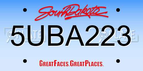 5UBA223 South Dakota License Plate