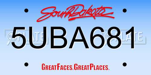 5UBA681 South Dakota License Plate