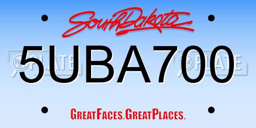 5UBA700 South Dakota License Plate