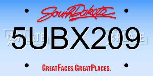 5UBX209 South Dakota License Plate