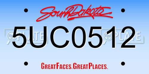 5UC0512 South Dakota License Plate