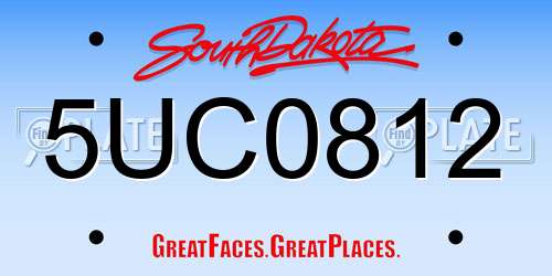 5UC0812 South Dakota License Plate