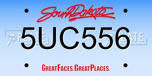 5UC556 South Dakota License Plate