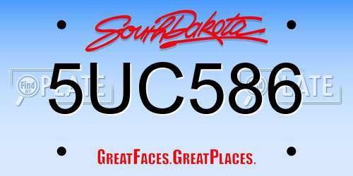 5UC586 South Dakota License Plate