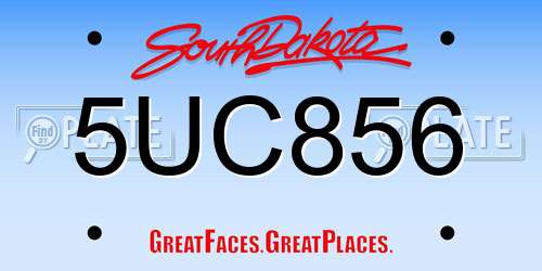 5UC856 South Dakota License Plate