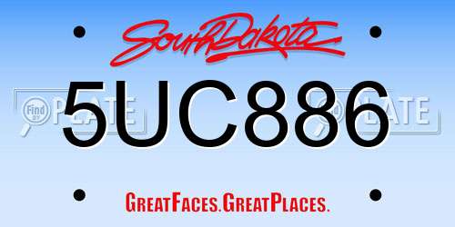 5UC886 South Dakota License Plate