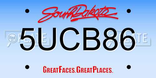 5UCB86 South Dakota License Plate