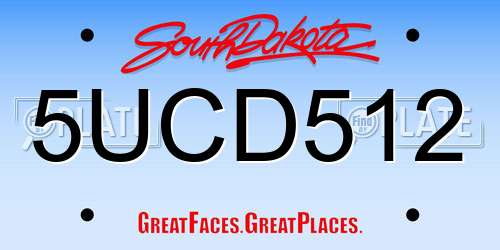5UCD512 South Dakota License Plate
