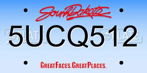 5UCQ512 South Dakota License Plate