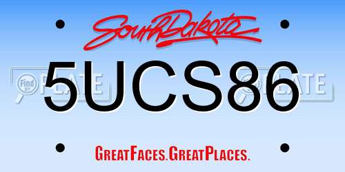 5UCS86 South Dakota License Plate