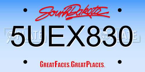 5UEX830 South Dakota License Plate