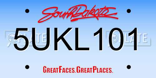 5UKL101 South Dakota License Plate