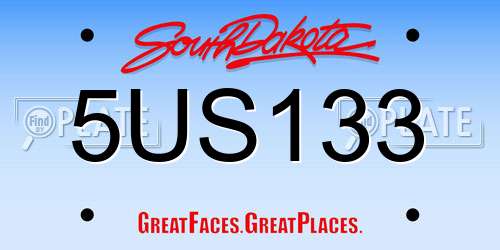5US133 South Dakota License Plate