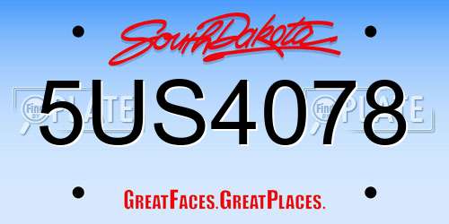 5US4078 South Dakota License Plate