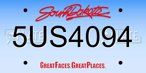 5US4094 South Dakota License Plate