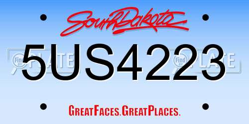 5US4223 South Dakota License Plate