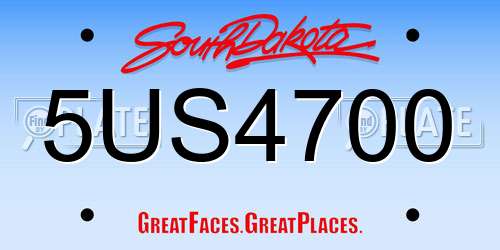 5US4700 South Dakota License Plate