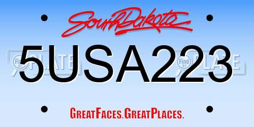 5USA223 South Dakota License Plate
