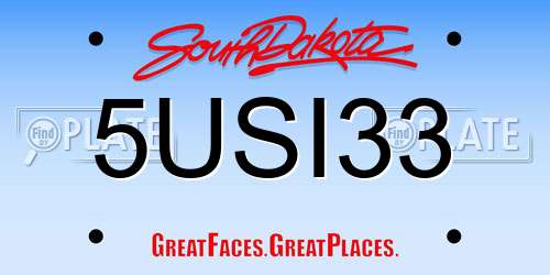 5USI33 South Dakota License Plate