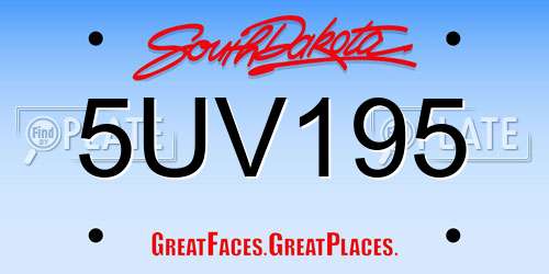 5UV195 South Dakota License Plate