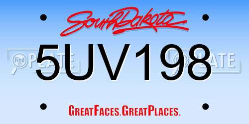 5UV198 South Dakota License Plate