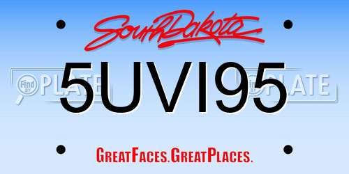 5UVI95 South Dakota License Plate