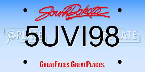 5UVI98 South Dakota License Plate