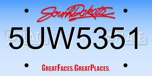 5UW5351 South Dakota License Plate
