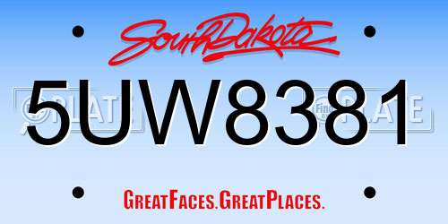 5UW8381 South Dakota License Plate