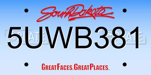 5UWB381 South Dakota License Plate