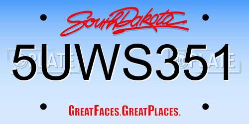5UWS351 South Dakota License Plate